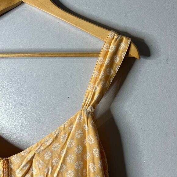 Abercrombie & Fitch Cinched Floral Midi Dress Women’s Large Yellow Cottagecore - Picture 4 of 9